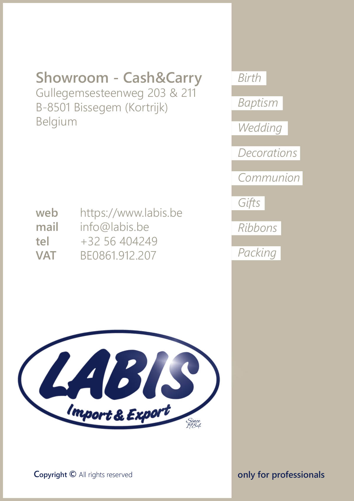 LABIS Catalogue 2026 back cover